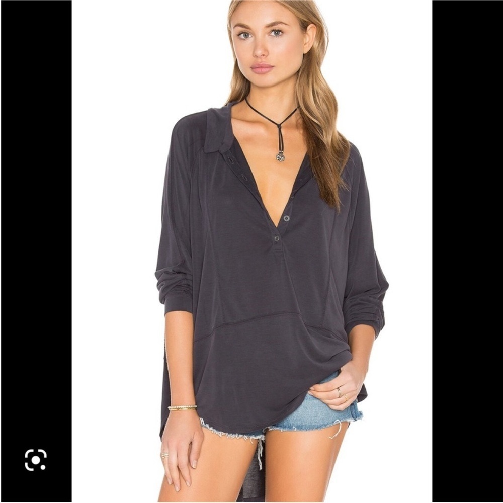 Free People We The Free Boho ‘Rose' Modal Blend Long Line Loose Fit Tunic Shirt